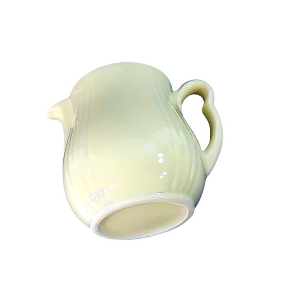 Pitcher Ceramic Vintage Ivory Ribbed Pattern Farmhouse Kitchen Decor 5 3/4" Tall - Picture 6 of 8